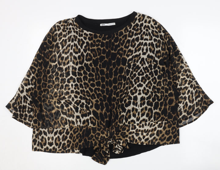 Zara Women's Animal Print Kimono Blouse XS