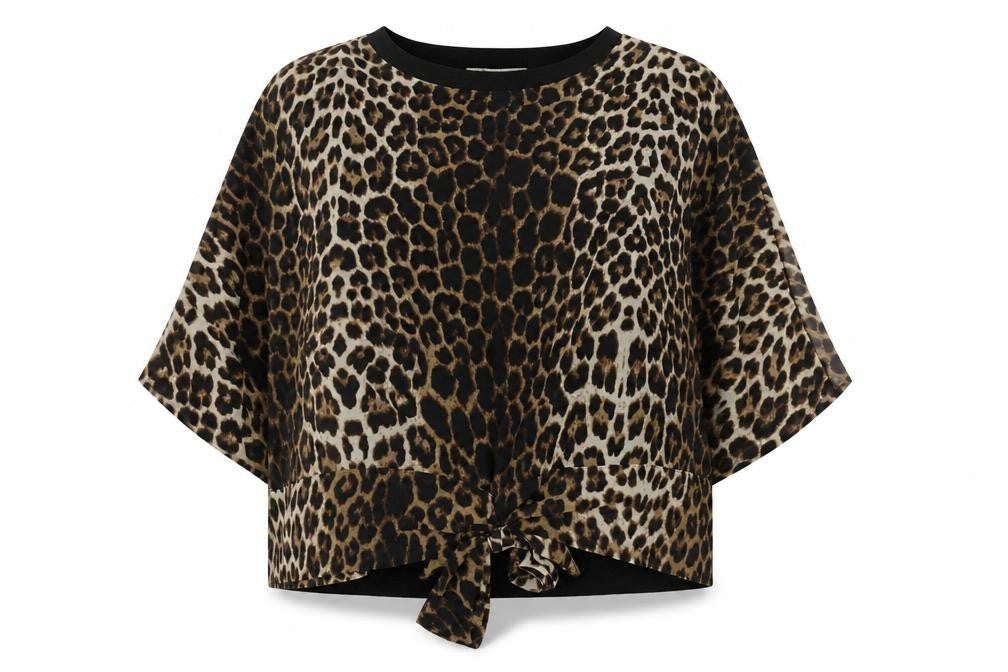 Front view of Zara Women's Animal Print Kimono Blouse XS