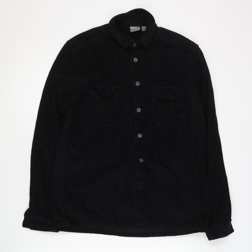 ASOS Men's Black Corduroy Button-Up Shirt XS