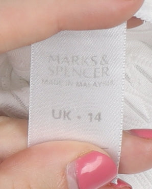 Marks and Spencer White Button-Up, UK 14, Women's Classic Shirt