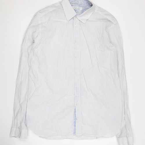 Nigel Hall Mens XL White Striped Button-Up Shirt