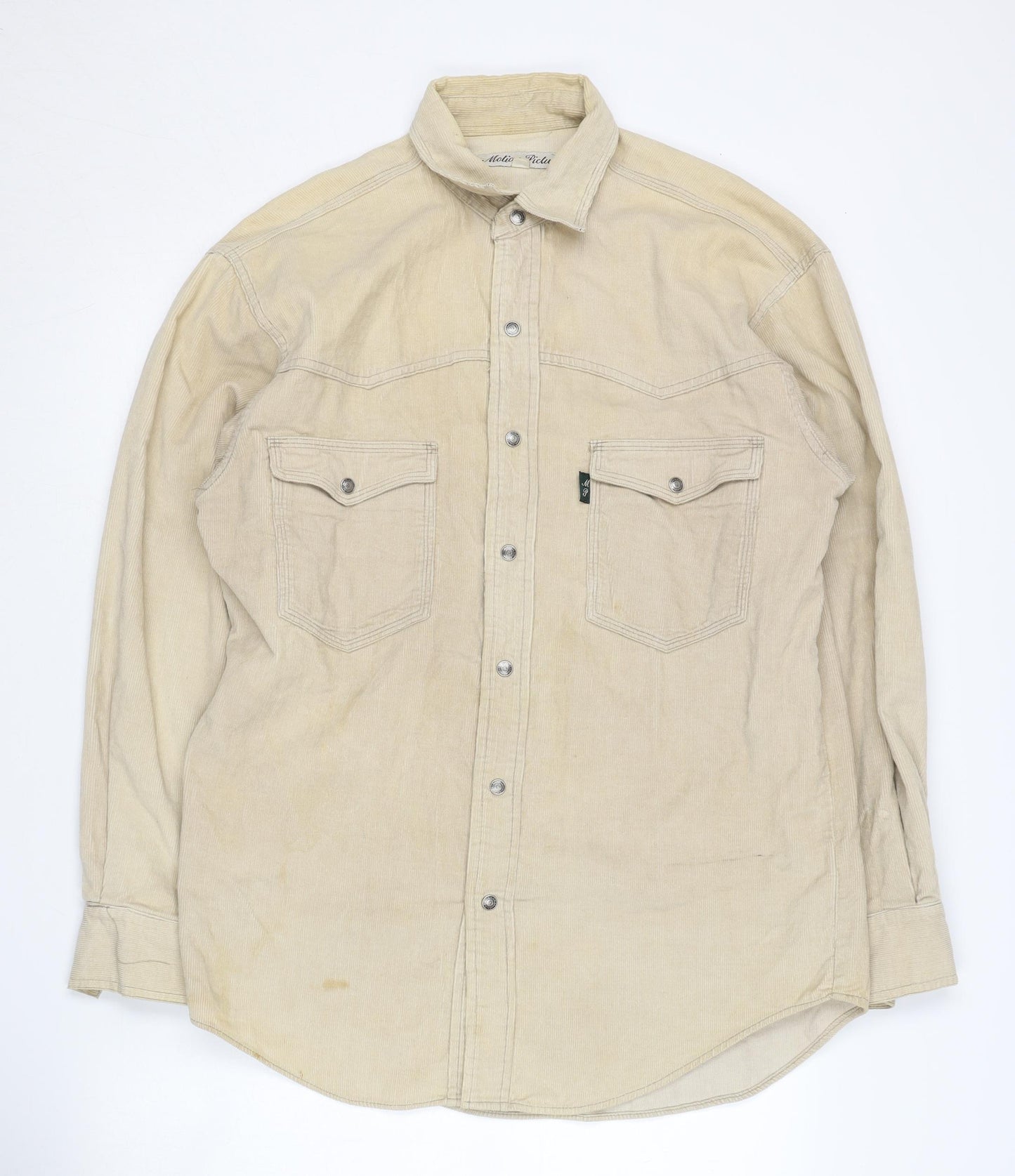 Motion Picture Women's Beige Button-Up Shirt Size 10