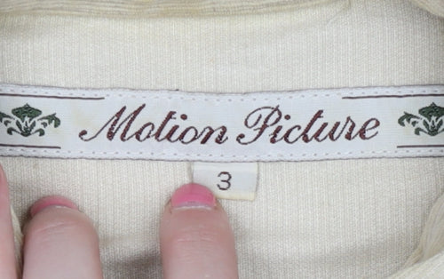 Motion Picture Women's Beige Button-Up Shirt Size 10