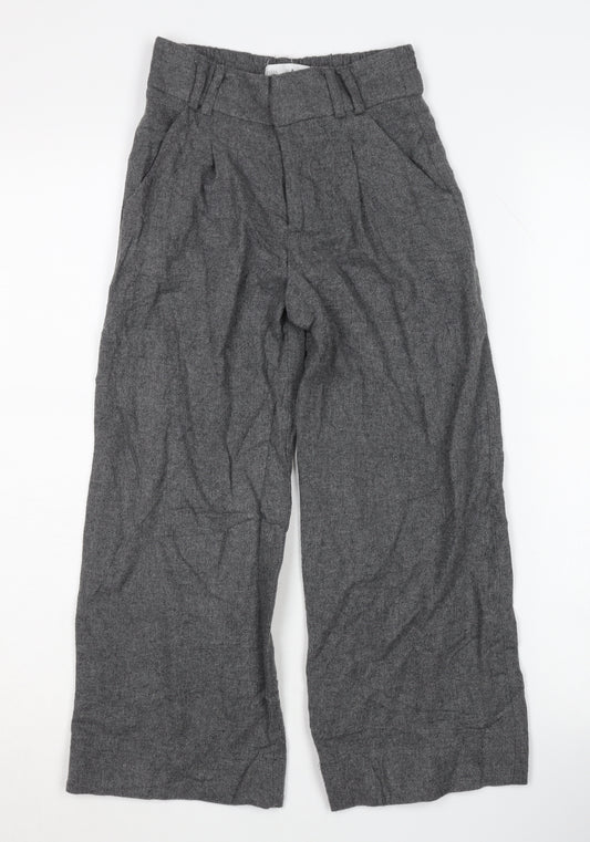 Zara Girls Grey Regular Fit Trousers, Size 8 Years