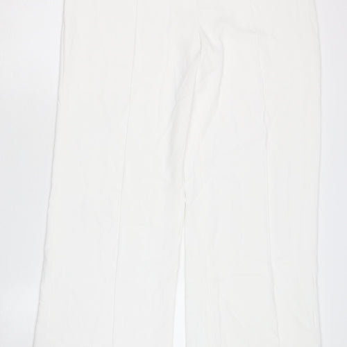 Zara Women's White XL Wide-Leg Trousers