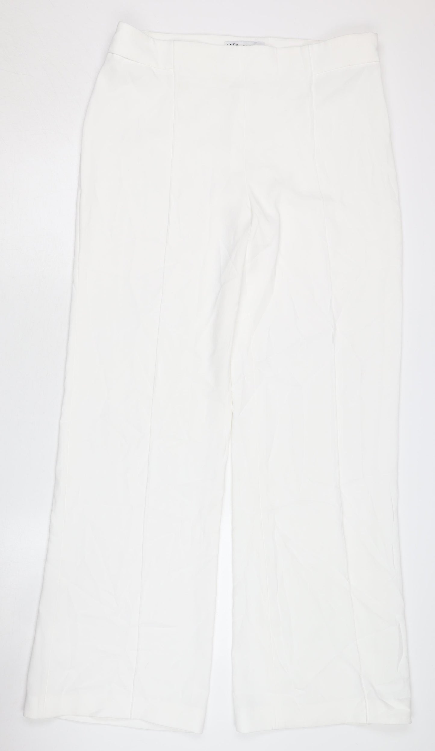 Zara Women's White XL Wide-Leg Trousers
