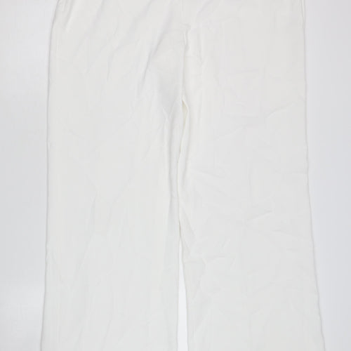 Zara Women's White XL Wide-Leg Trousers