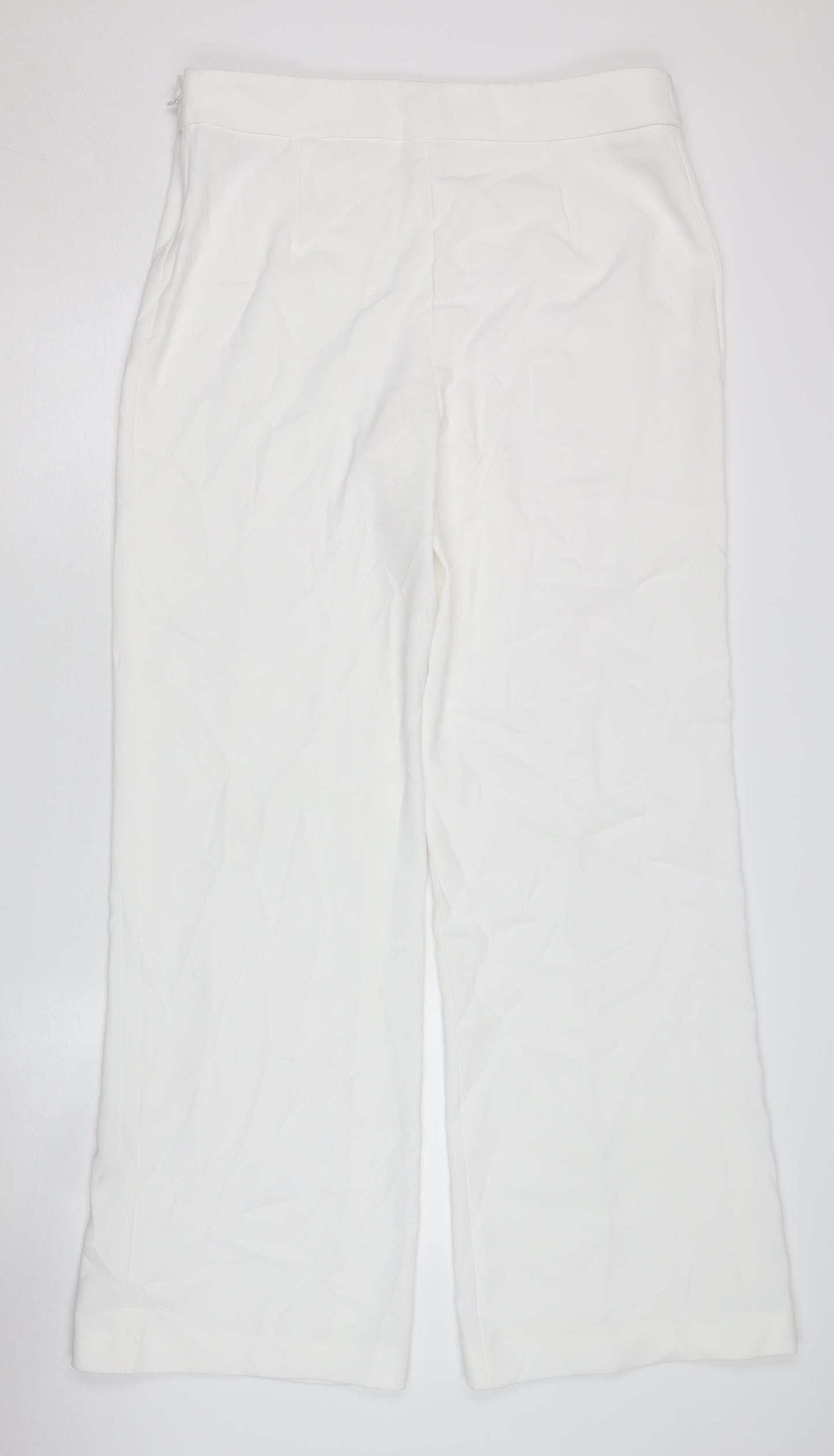 Zara Women's White XL Wide-Leg Trousers