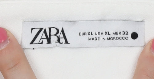 Zara Women's White XL Wide-Leg Trousers