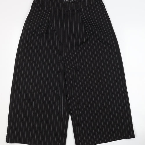 Allegra K Women's Black Striped Trousers, M, Wide-Leg