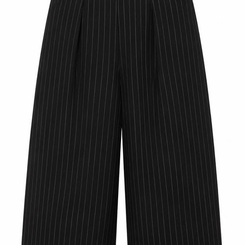 Allegra K Women's Black Striped Trousers, M, Wide-Leg