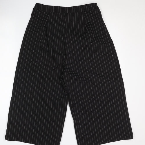 Allegra K Women's Black Striped Trousers, M, Wide-Leg