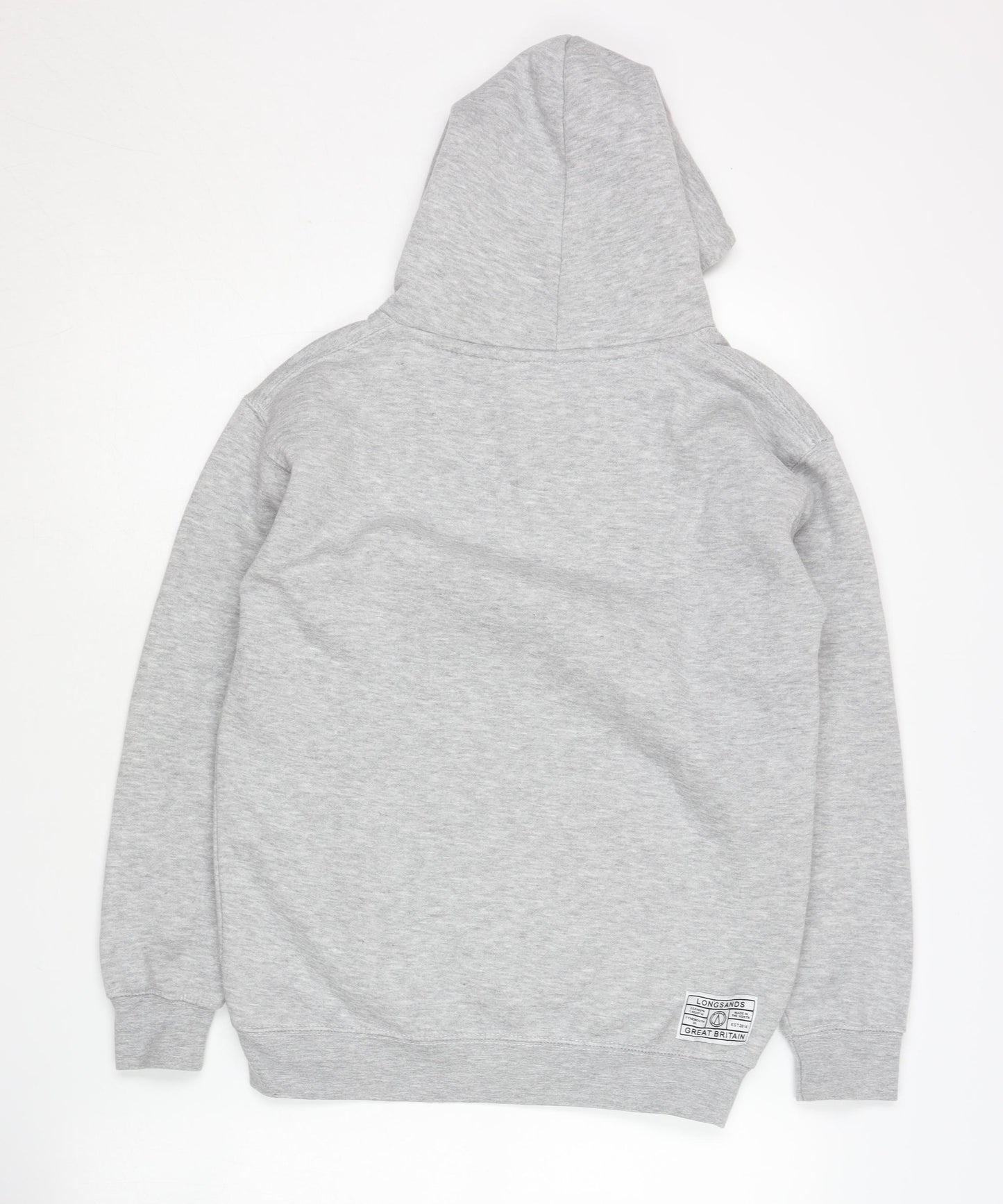 Longsands Boys' Grey Pullover Hoodie L with Logo Accents