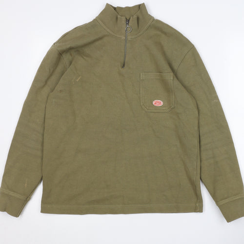 Armor Lux Men's Green Cotton Sweatshirt, S, 1/4 Zip