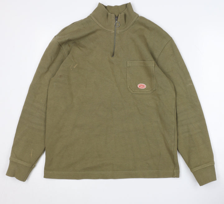 Armor Lux Men's Green Cotton Sweatshirt, S, 1/4 Zip
