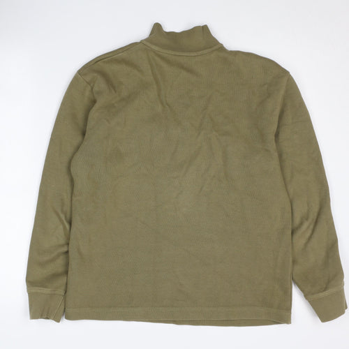 Armor Lux Men's Green Cotton Sweatshirt, S, 1/4 Zip
