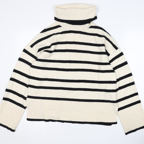 Vero Moda Women's Black Stripe Roll Neck Jumper S