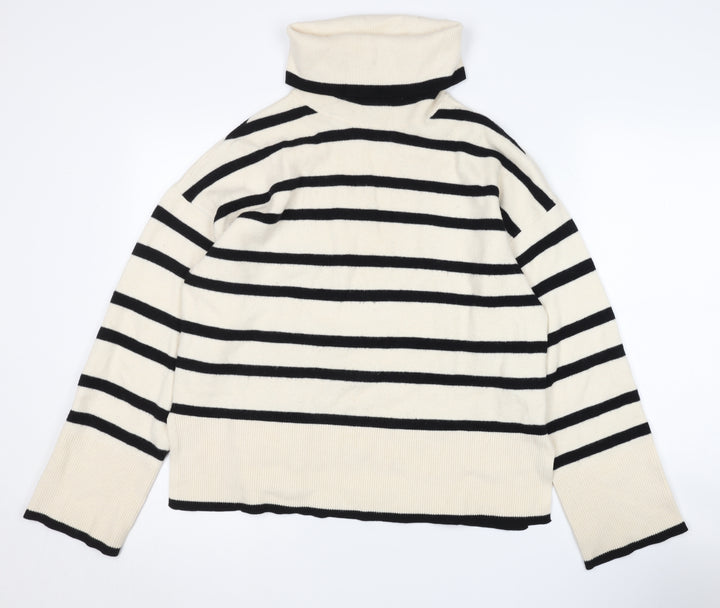 Vero Moda Women's Black Stripe Roll Neck Jumper S