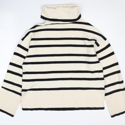 Vero Moda Women's Black Stripe Roll Neck Jumper S
