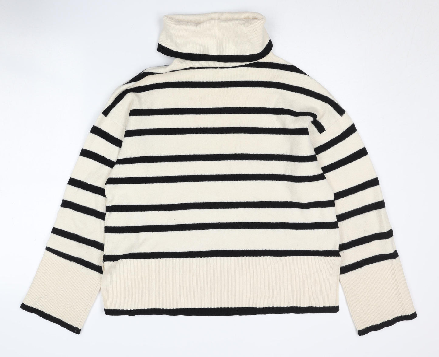 Vero Moda Women's Black Stripe Roll Neck Jumper S