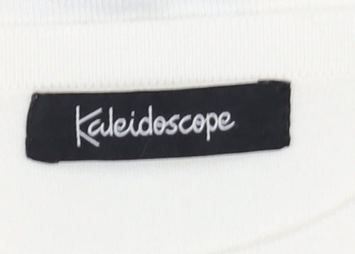 Kaleidoscope Women's White Navy Feather Jumper UK 14