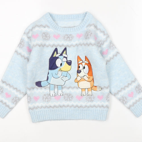 Nutmeg Girls Blue Cartoon Pullover Jumper 5-6 Years