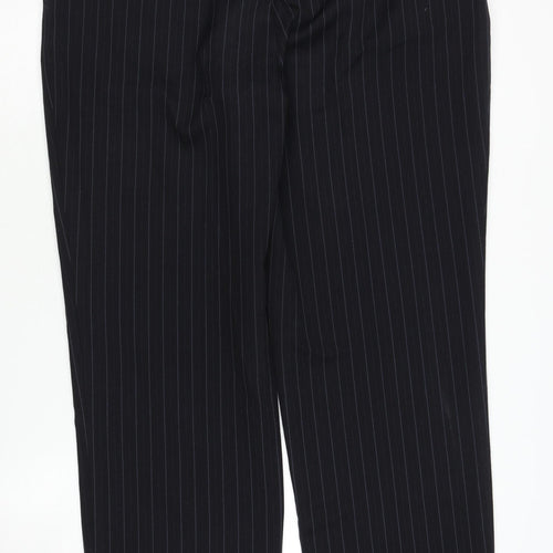 Marks and Spencer Women's Black Striped Trousers - Size 16