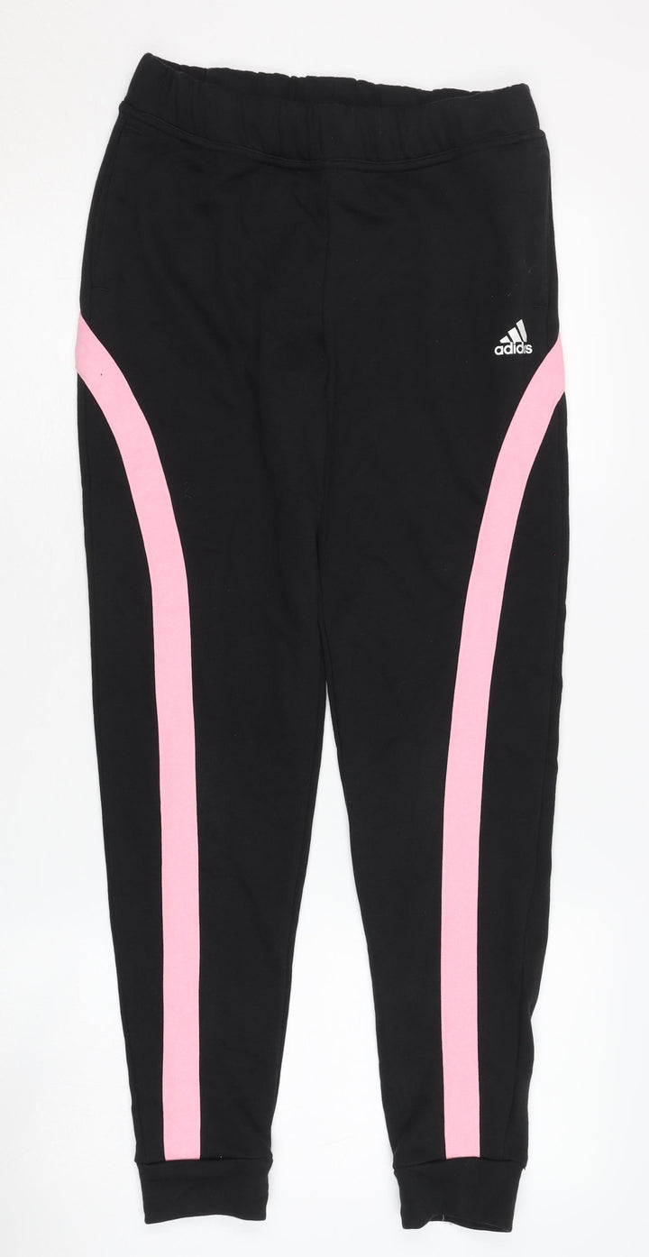 Adidas Girls Black Jogger Trousers XL Stylish Activewear