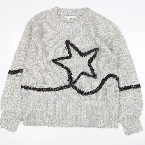 Next Women's Grey Star Pullover Jumper, Size S, Crew Neck