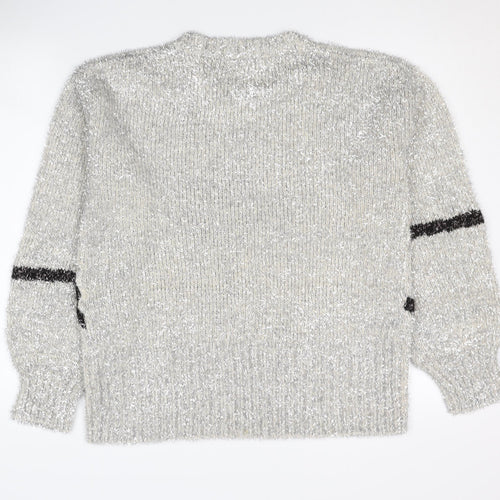 Next Women's Grey Star Pullover Jumper, Size S, Crew Neck