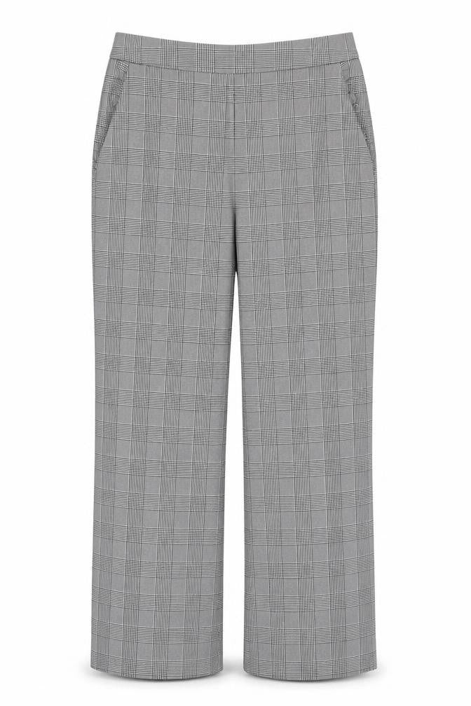 Front view of Kaleidoscope Women's Checked Trousers, size 16, Grey