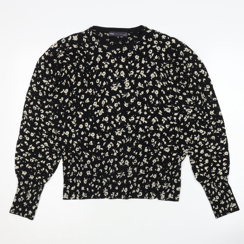 Marks and Spencer Women's Black Animal Print Pullover Jumper, Size 14
