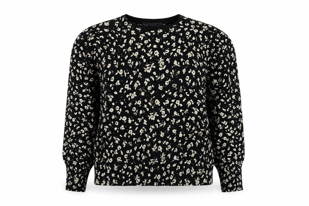Front view of Marks & Spencer Women's Black Animal Print jumper, size 14