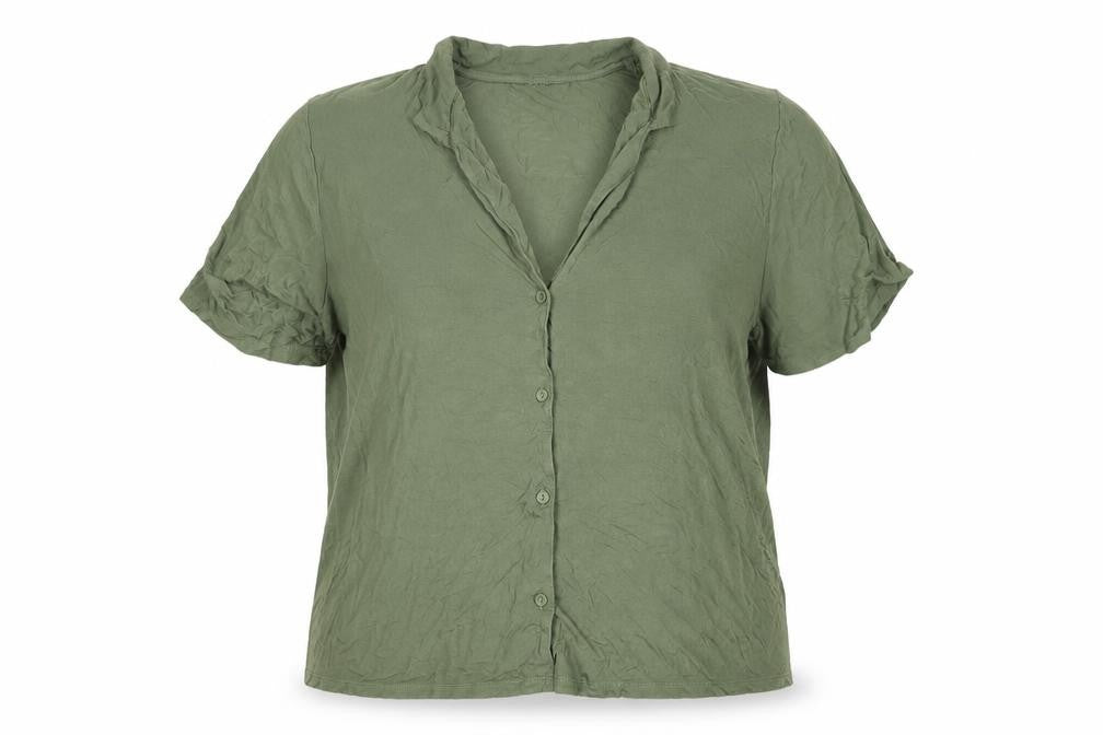 Front view of ASOS DESIGN Women's Green Viscose Shirt UK 18