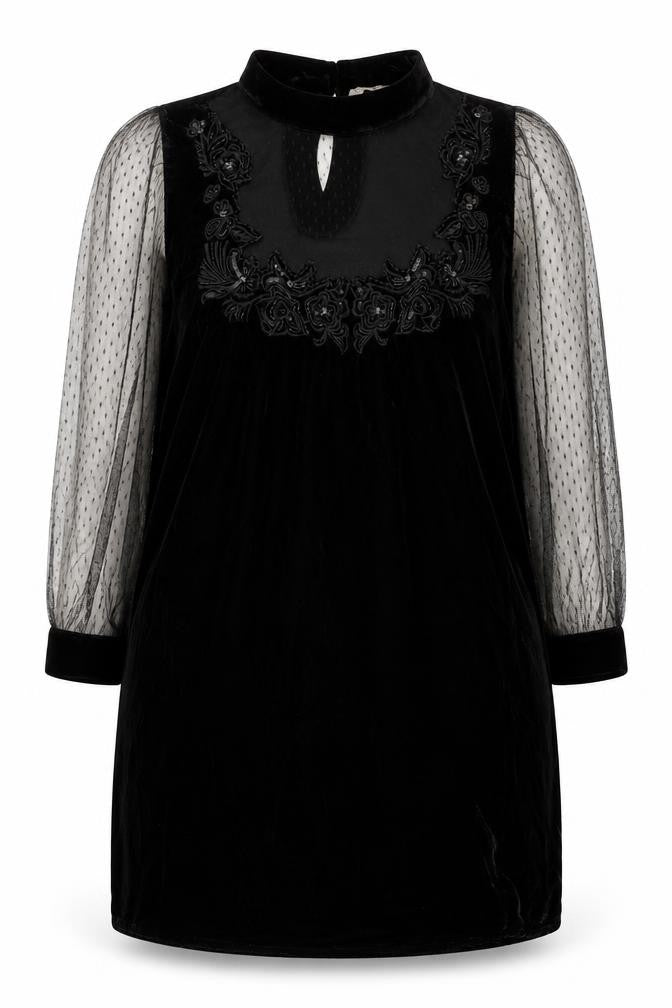 Front view of Zara Women's Black Sheath Dress, size 12, Party Ready