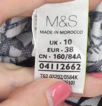 Marks and Spencer Women's Black Animal Print T-Shirt, Size 10
