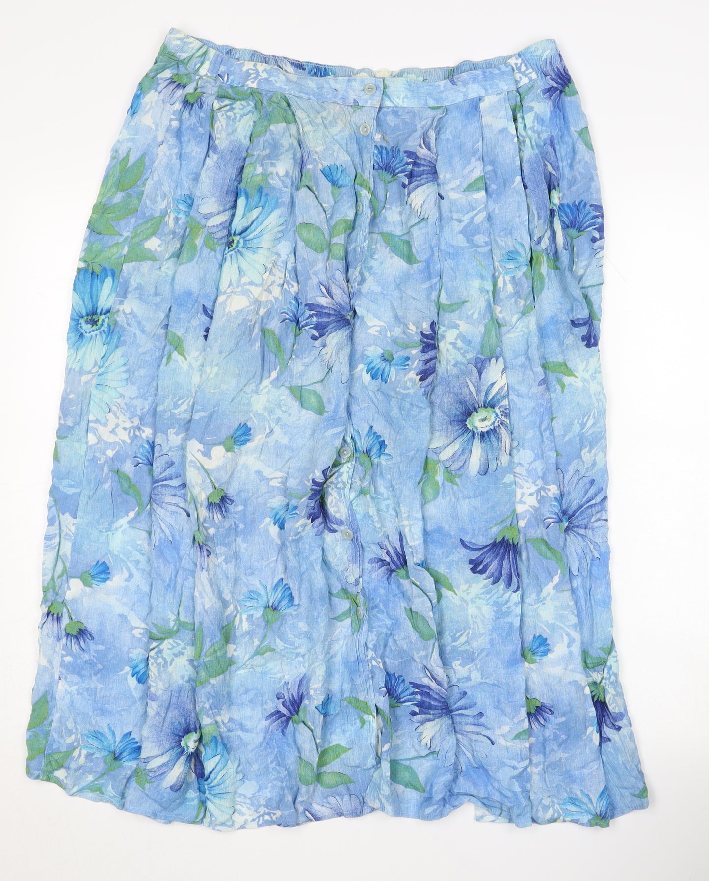 Marks and Spencer Women's Blue Floral Midi Skirt - Size 16