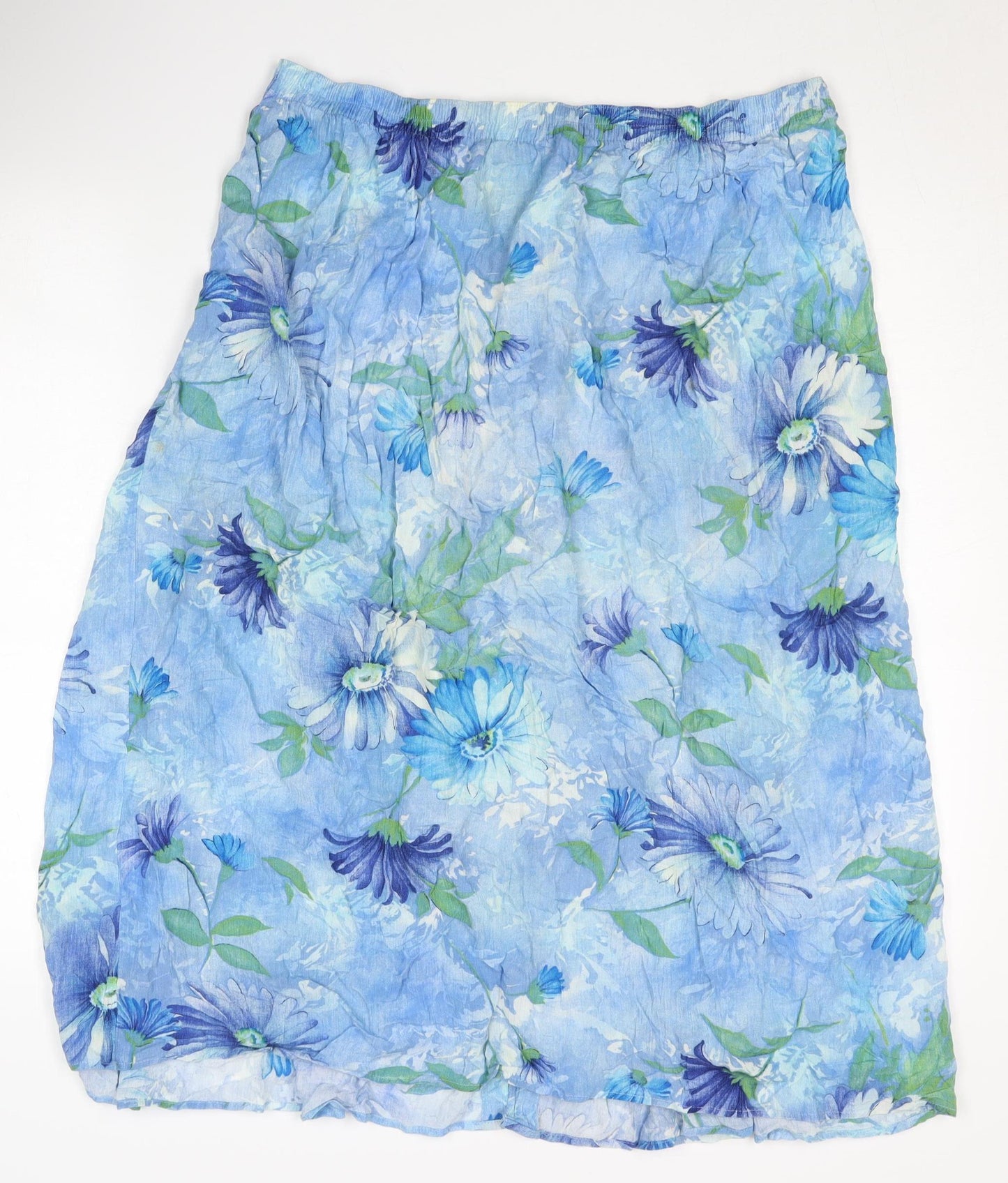 Marks and Spencer Women's Blue Floral Midi Skirt - Size 16