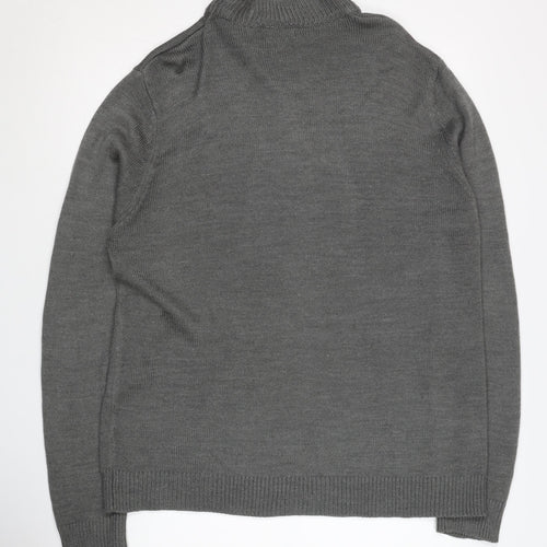 Brave Soul Men's Grey 1/4 Zip Knit Sweatshirt L