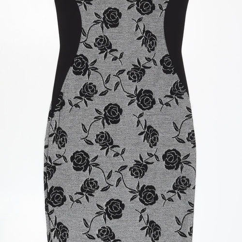 Blue Vanilla Women's Black Floral Sheath Dress
