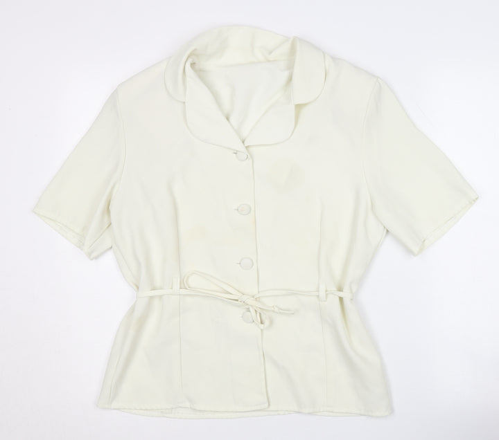 Simply Classic Women's Ivory Button-Up Blouse - Size 14