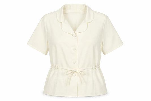Front view of Simply Classic Women's Ivory Button-Up Blouse -, size 14