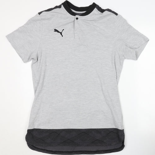 Puma Men's Grey Polo Shirt Large Short Sleeve