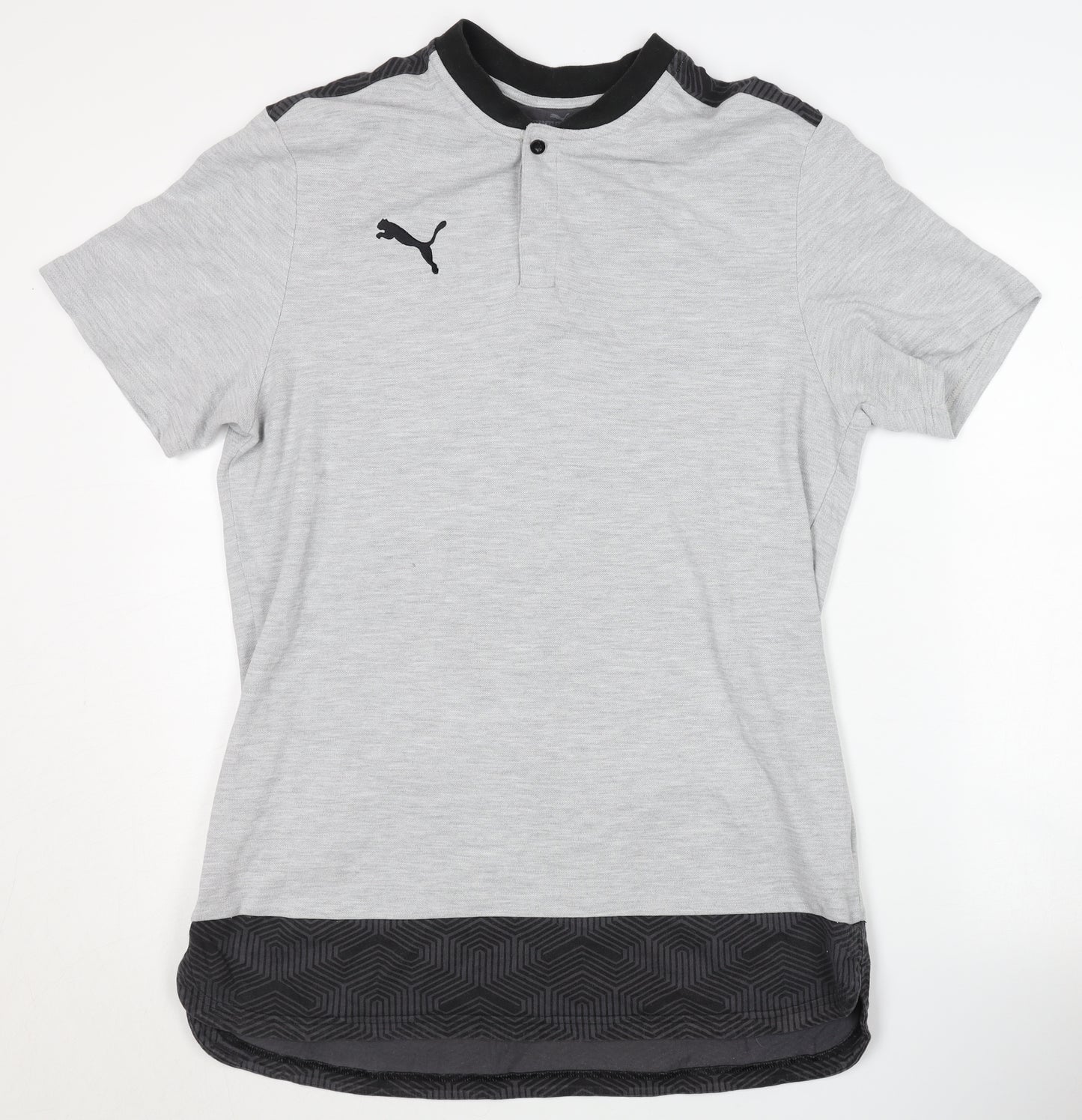 Puma Men's Grey Polo Shirt Large Short Sleeve