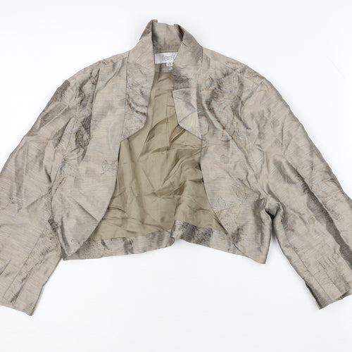 fee G Women's Beige Floral Shrug Size 10