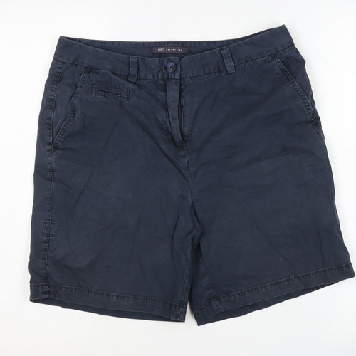 Marks and Spencer Women's Blue Chino Shorts Size 12