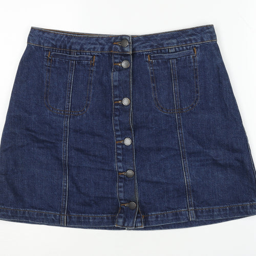 Topshop Women's Blue A-Line Denim Skirt Size 12