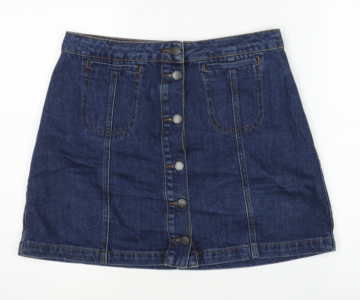 Topshop Women's Blue A-Line Denim Skirt Size 12