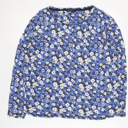 Marks and Spencer Women's Blue Floral Jersey T-Shirt Size 16