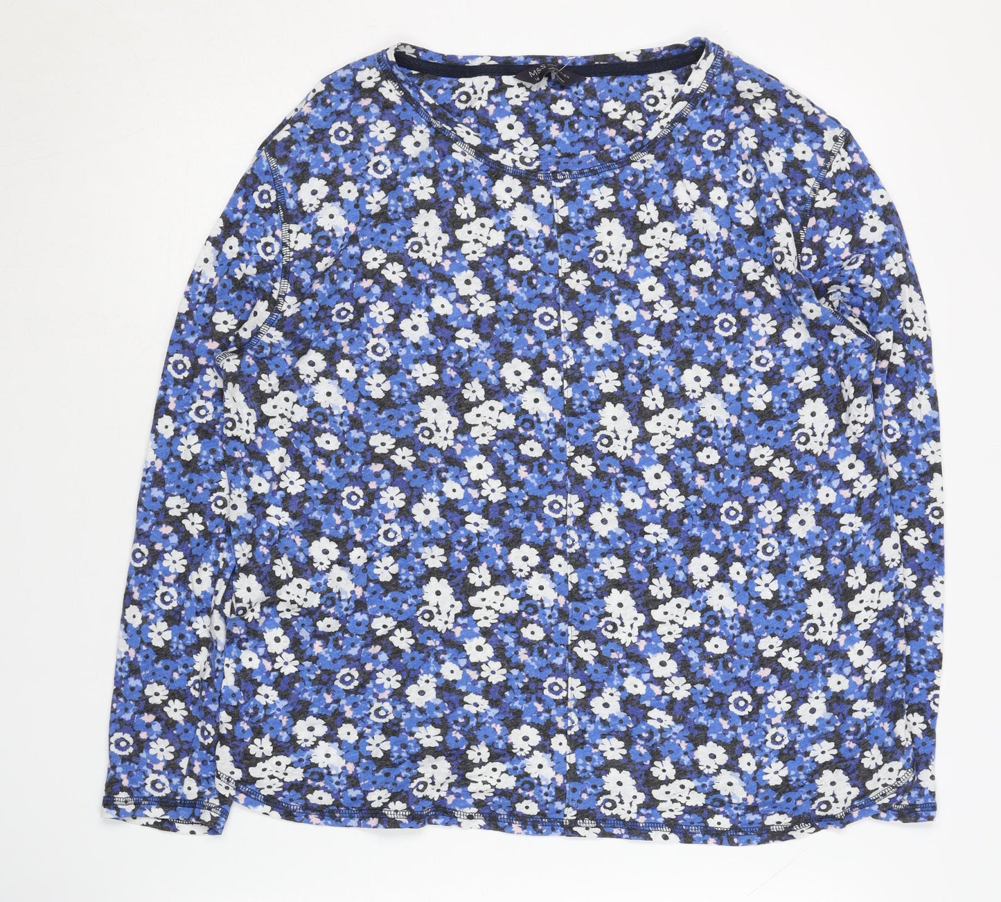 Marks and Spencer Women's Blue Floral Jersey T-Shirt Size 16